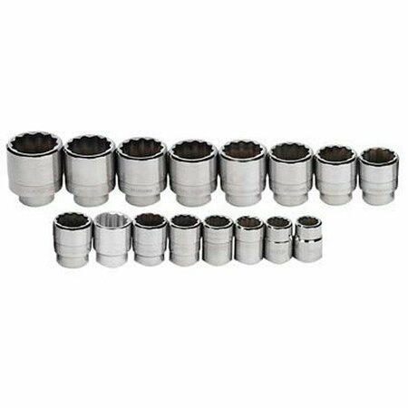 WILLIAMS Socket Set, 16 Pieces, 3/4 Inch Dr, 12 Point, 3/4 Inch Size JHWWSH-16TB